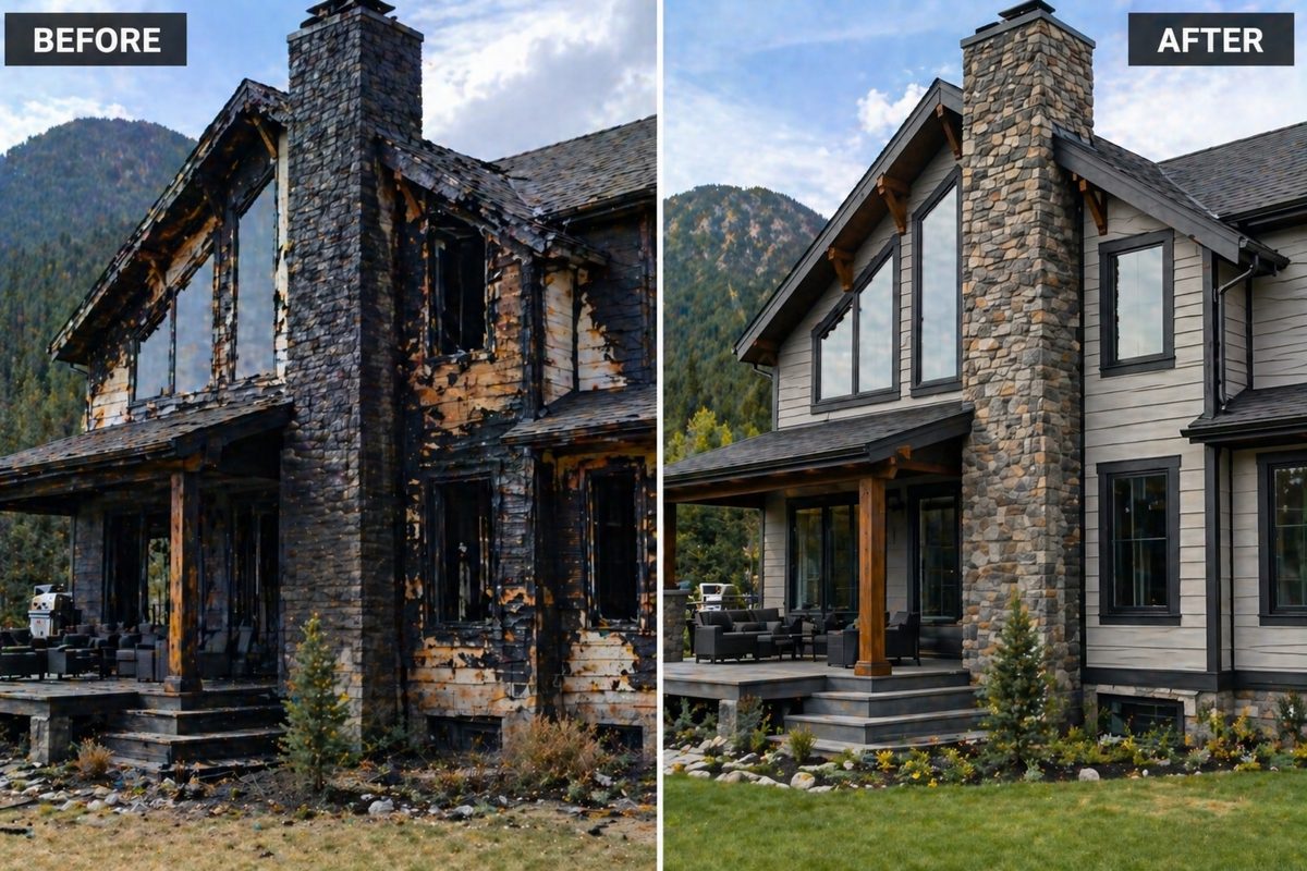 Fire restoration before and after